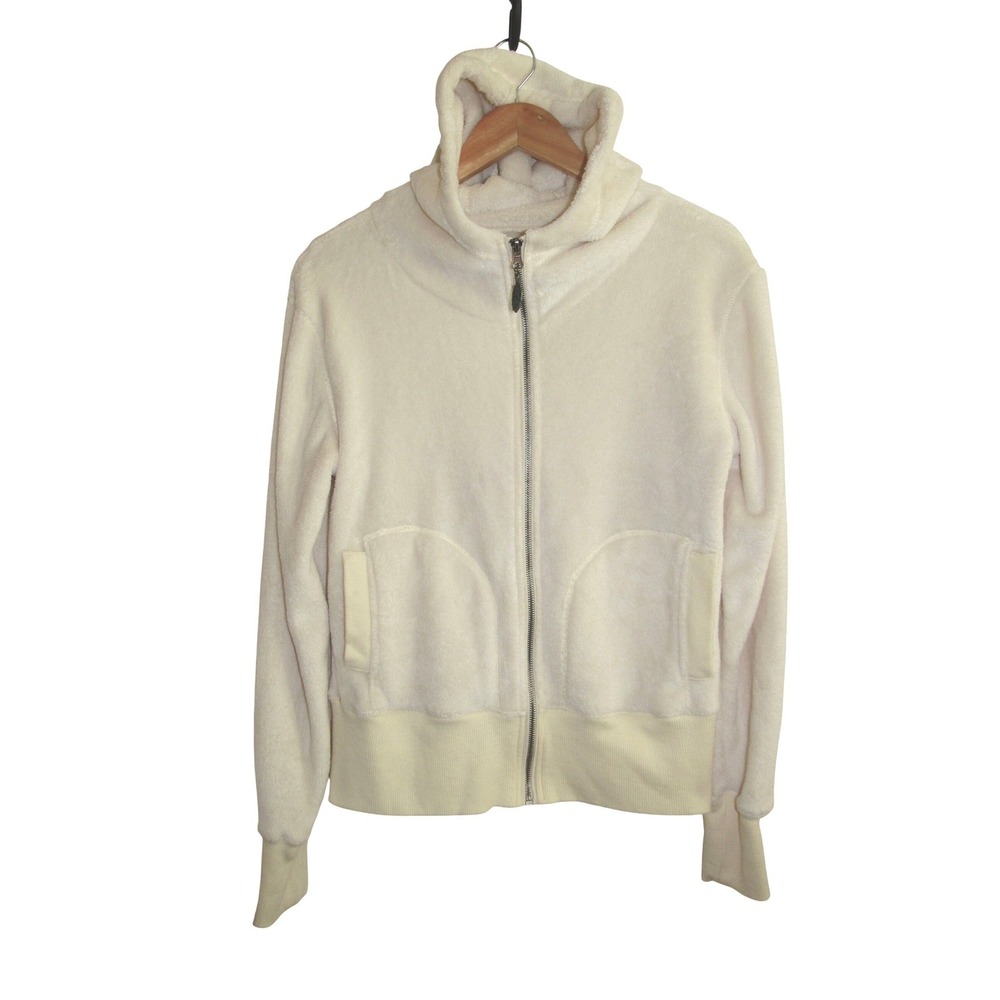 Charlotte Russe Sherpa Zip Hoodie Women's L Cream Ivory Cozy Y2K